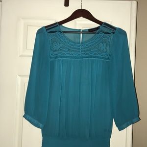 Gorgeous aqua blue sheer blouse